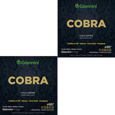 Imagem de Kit 2 Encordoamento Viola Caipira Giannini Cobra GESVM Cobre Prateado Média