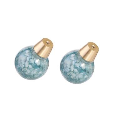 Imagem de Rockcloud Pacote com 2 puxadores redondos de resina água-marinha com parafusos, alça em forma de bola para armário de cômoda decoração de cozinha de casa
