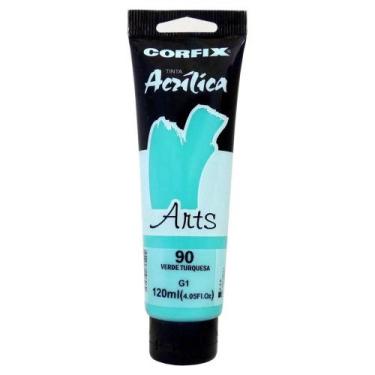 Imagem de Tinta Acrílica Corfix Arts 120ml Verde Turquesa 90 Gr 1, 090 - VERDE T