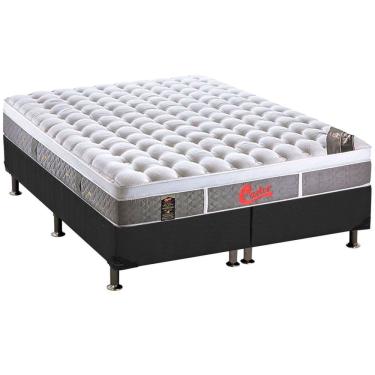 Imagem de Cama Box Queen: Colchão Molas Ensacadas Castor Pocket Light Stress Oxygen New Plush + Base crc Suede Gray(158x198)