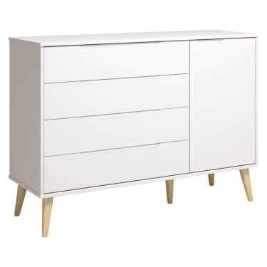 Imagem de Cômoda com Porta Retrô Elfe Branco Acetinado Natural - Reller