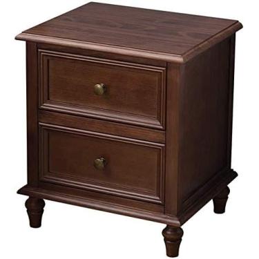 Imagem de Mesa de cabeceira simples para quarto, escritório, mesa de cabeceira de madeira maciça, 2 gavetas, mesa de armário quadrada com 4 pernas, estilos de casa, artes e artesanato, mesa de cabeceira
