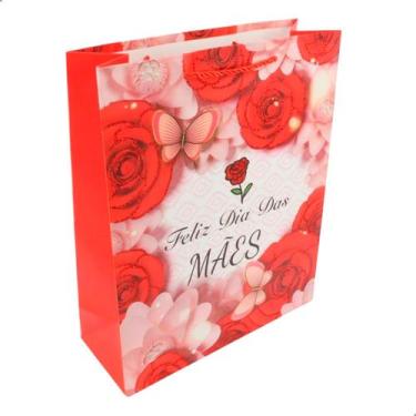 Imagem de Kit 4 Sacola De Papel Para Presentes Com Frase Homenagem Dia Das Mães 