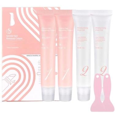 Imagem de PIN&WEI 2 Kits De Creme Depilatório Auures, Kit De Creme Depilatório Facial Auures, Creme Depilatório Indolor, Para Mulheres E Homens, Pele Suave (2 Unidades)