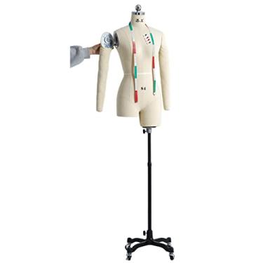 Imagem de CUTPOIY Manequim pinnable para costura, vestido branco feminino adulto forma manequim torso com braços sobre rodas, costureiras plus size manequim interessante (branco XX)