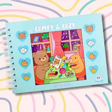 Imagem de Livrinho Colorir Comfy and Cozy Capa Dura Cor Azul - shop mix