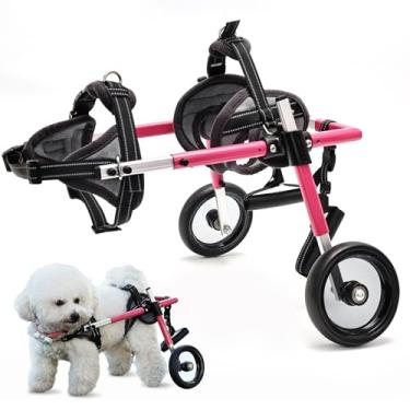 Imagem de Cadeira de rodas para cães, Pet Baby Cadeira de rodas ajustável para pernas traseiras com coleira de cachorro, carrinhos leves para cachorros/cachorros com rodas para membros traseiros de animais de