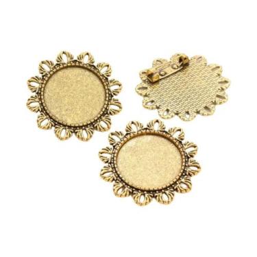 Imagem de Broche de Bronze Banhado a Prata - Estilo Folhas - 5 Peças com Base pa