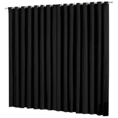 Imagem de Cortina Blackout Lisboa Luxo Ilhós Cromado Preto 5,00x2,80M - Beatriz 