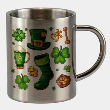 Imagem de Caneca de Inox Premium Prateada 400ml ST PATRICKS DAY TEMATICOS - Cria