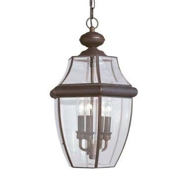 Imagem de Sea Gull Lighting 6039-71 Lancaster Lanterna exterior com pingente externo, três - claro, bronze antigo