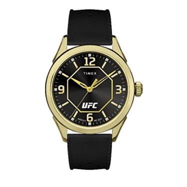 Imagem de Timex Relógio masculino UFC Athena 42 mm - pulseira preta com mostrador preto e caixa dourada, Preto