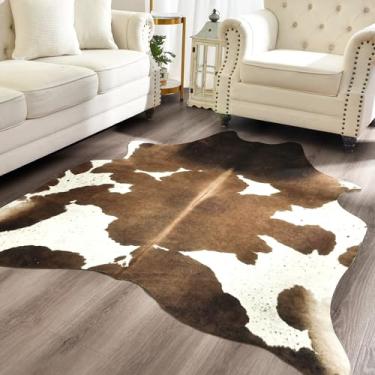 Imagem de Easycozy Tapete de couro sintético com estampa de vaca: 20 x 25 cm, couro bovino sintético, estampa de vaca espessa para quarto, sala de estar, decoração de escritório em casa