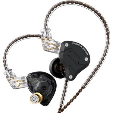 Imagem de KZ ZS10 Pro Fones de ouvido com fio para monitor de ouvido KZ IEMs para jogos, drivers 4BA+1DD, fones de ouvido de metal com placa frontal de aço inoxidável, cabo destacável de 2 pinos (preto fosco