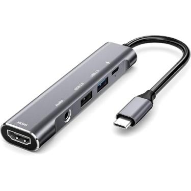 Imagem de GKEAPZA Adaptador USB C para HDMI para iPad Air 4/5, iPad Mini 6, iPad Pro 2020/2018, hub tipo-c com conector de áudio de 3,5 mm, HDMI 4K, USB 3.0, USB C PD, Dex Dock para Galaxy S22/S21/Note20/TabS7