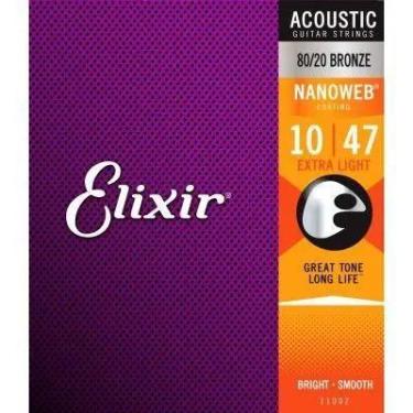 Imagem de Encordoamento Elixir Corda Violao Aco 010 10.47 Nanoweb 11002