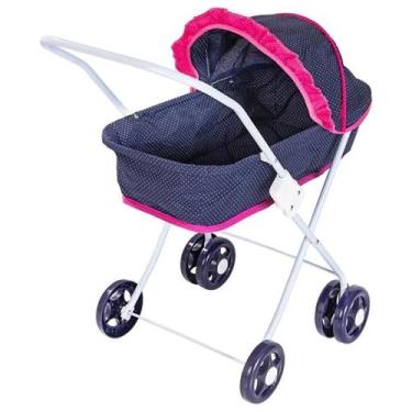 Imagem de Carrinho de Boneca Deitado Bebê Reborn Azul com Rosa - M&ampP - MEP