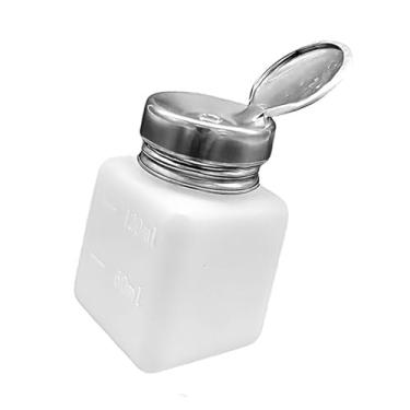 Imagem de Kokiya Dispensador de líquido push down, recipiente de metanol, portátil, premium, bomba, garrafa recarregável para demaquilante, salão pessoal, branco,