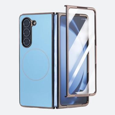 Imagem de HAO RIYLN Capa magnética para Samsung Galaxy Z Fold6, capa de telefone antiimpressão digital à prova de choque suporta carregamento sem fio, capa ultrafina, cromada, Z DOBRAD6