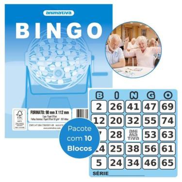 Imagem de Bloco Cartela para Bingo 96 folhas Cor Azul Pacote com 10 Blocos - Ani