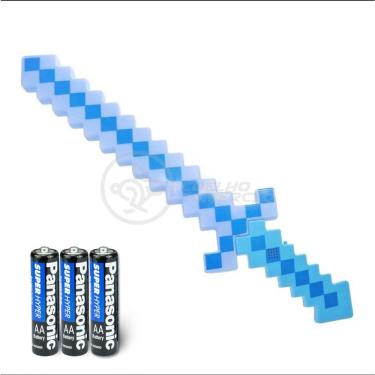 Imagem de Kit Brinquedo Espada Pixel Minecraft 58cm C/Som Luz+3 Pilhas