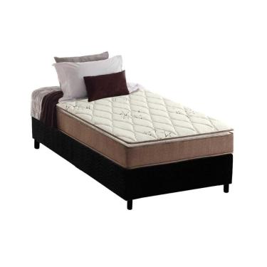 Imagem de Cama Box Solteiro: Colchão Anatômico Anjos D28- Ag65 Star + Base Crc Suede Black(88x188)