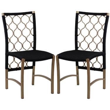 Imagem de 2 Cadeiras Corda Náutica Trama Original Em Alumínio Cozinha, Edícula, Jantar Marrom