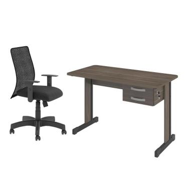 Imagem de Jogo Cadeira Inclinável E Mesa Com Gaveteiro Affara Preto