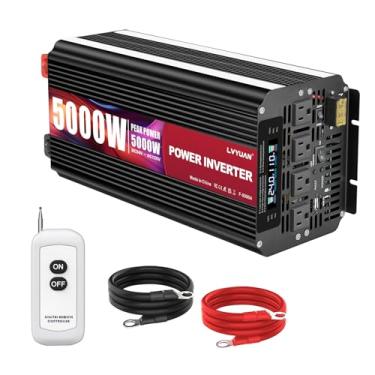 Imagem de LVYUAN Inversor De Energia 5000 Watts 24 V Para 110 120 Veículos, Sistema Solar, Serviço Pesado, Trailers, Caminhões, Fora Da Rede, Camping Com 4 Tomadas Ca, Display Lcd, Controle Remoto Sem Fio, Ca