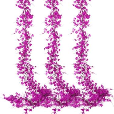 Imagem de RECUTMS Guirlandas Artificiais De Folhas, Hera, Videiras, Plantas Artificiais, Decoração Quarto, Verde, Para Parede, Casa, Pátio, Interior, Exterior, Dormitório (Fúcsia Pura)