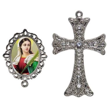 Imagem de Crucifixo Para Terço de Noiva Relicario Santa Luzia Peças para Montar 