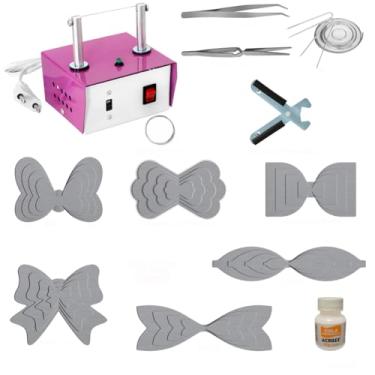 Imagem de Kit Máquina de Cortar Fita, Moldes para Laços e Fuxico, Alicate, Cola Artmaq - K14