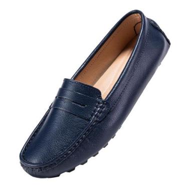 Imagem de Sapatos BEAUSEEN Penny Loafers para mulheres azul marinho tamanho 36