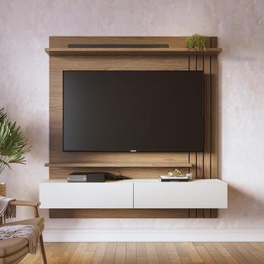 Imagem de Painel de TV Colibri Juriti 150 Ripado Amêndoa Off White