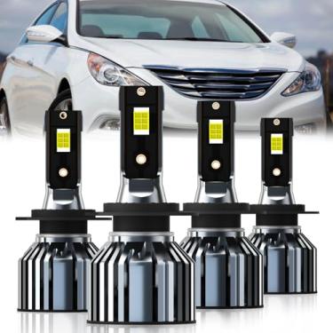 Imagem de QIPEIZSP Adequado para lâmpadas HYUNDAI SONATA 2011-2014, farol alto H7 + farol baixo H7, pacote com 4