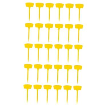 Imagem de Gralara 30x Etiquetas para plantas, etiquetas de nomes de plantas, placas à prova d'água e reutilizáveis, marcadores de jardim, para estacas de jardim, Amarelo