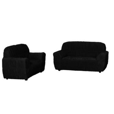 Imagem de Kit Capa De Sofá 3 E 2 Lugares, 21 Elásticos Preto - M.a Enxovais