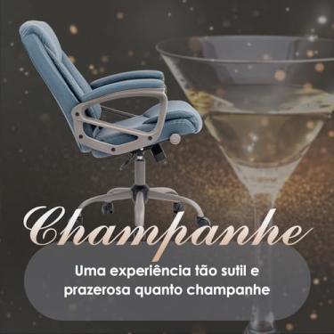 Imagem de Cadeira Escritório Presidente Azul – Design Ergonômico com Apoio de Cabeça Ajustável e Encosto Lombar Regulável – Base Cromada Reforçada – Estofamento Confortável – Yamasoro