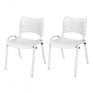 Imagem de Cadeira Iso Base Branco Escola, Escritório Branco - Kit 2 Un