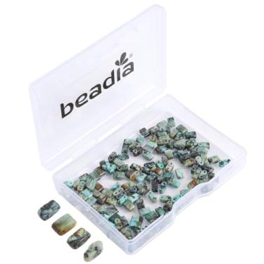 Imagem de Beadia Contas de pedra turquesa africana natural Tila 5 x 2 mm retangulares com 2 furos para fazer brincos de pulseira faça você mesmo, 38 cm/fio
