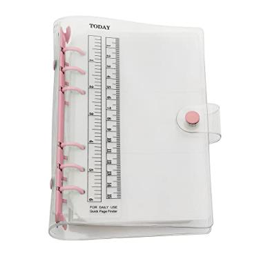 Imagem de Organizador pessoal A6 A5 com capa de PVC colorida de 6 furos com fecho de botão de pressão, pasta de arquivo para caderno de folhas soltas (coral de açúcar, combo A6)