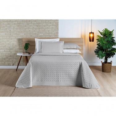 Imagem de Cobre Leito Madri Percal 200 Fios 100% Algodão Queen 03 Peças - Cinza