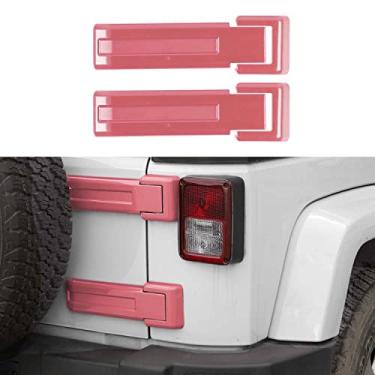 Imagem de RT-TCZ Tampa da dobradiça da porta traseira Suporte de pneu sobressalente Acabamento da porta traseira Acessórios Externos Decoração para Jeep Wrangler JK JKU 2/4 Porta 2007-2017, Rosa