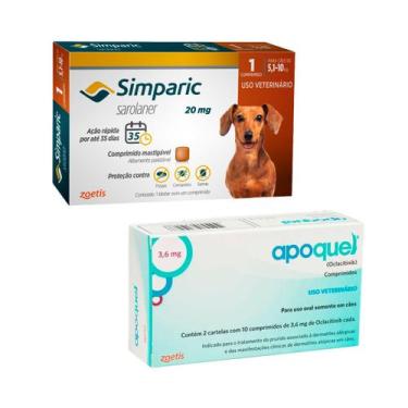 Imagem de Kit 1 Apoquel 3,6mg e 1 Simparic 20mg 5,1 a 10kg - Zoetis