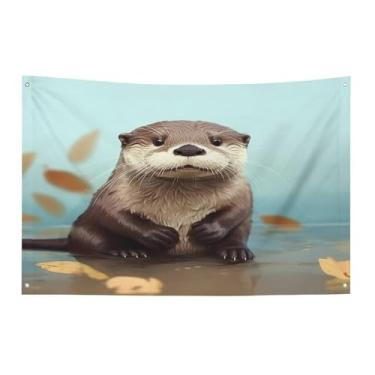 Imagem de Bandeira com quatro furos para todos os climas, faixa decorativa impressa em lontra, bandeiras de poliéster adequadas para uso interno e externo 89 x 159 cm