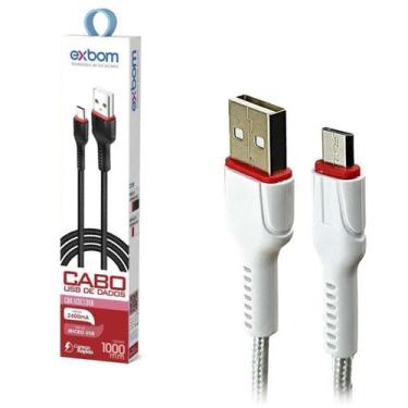 Imagem de Cabo Micro Usb V8 Turbo 1M Ultra Performance Exbom Branco