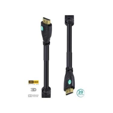 Imagem de Cabo Hdmi 2.0 4k Ultra Hd 3d Conexão Ethernet Com Filtro 20 Metros - H