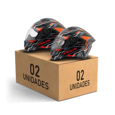 Imagem de Kit 2 Capacetes Fechado Stealth Hawk Pro Tork Moto Masculino Feminino,