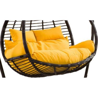Imagem de Engrossar Cadeira Suspensa Dupla Removível Em Forma De Ninho De Ovo Em Forma De 2 Pessoas Almofadas De Balanço De Vime De Vime Para Pátio Jardim Balanço De Rede Suspensa à Prova D, K, Size