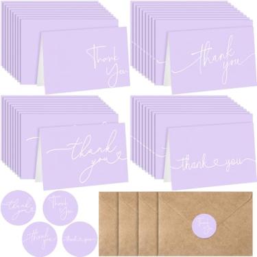 Imagem de Teling Conjunto de 200 cartões de agradecimento com envelopes a granel, 15 x 10 cm em branco notas de agradecimento com envelopes kraft marrons conjunto de cartões de agradecimento para formatura